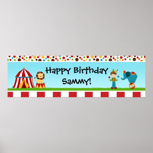 Circus Birthday Party Banner 40x12 Poster (Voorkant)
