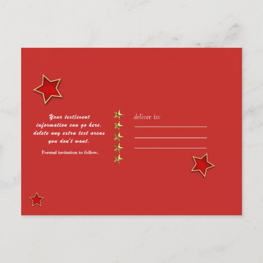 Circus Birthday Party Event Red White Gold Striped Aankondigingskaart (Achterkant)