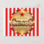 Circus Birthday Party Event Red White Gold Striped Aankondigingskaart (Voorkant)
