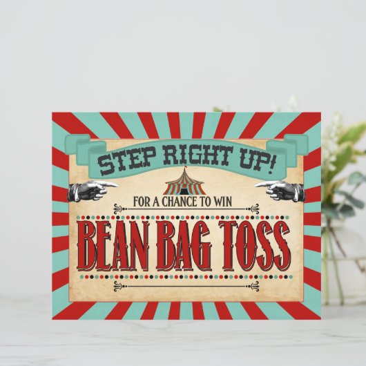 Circus Birthday Party Game Sign Bean Bag Toss (Staand voorkant)