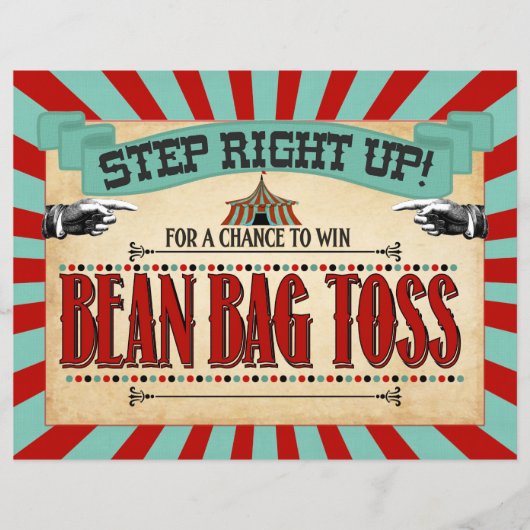 Circus Birthday Party Game Sign Bean Bag Toss (Voorkant)