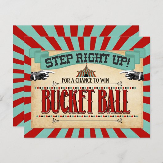 Circus Birthday Party Game Sign Bucket Ball (Voorkant / Achterkant)