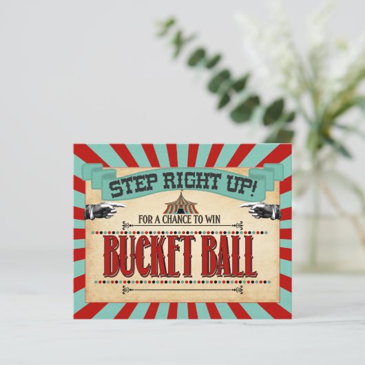 Circus Birthday Party Game Sign Bucket Ball (Staand voorkant)