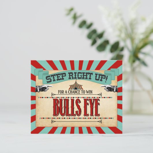 Circus Birthday Party Game Sign Bulls Eye (Staand voorkant)