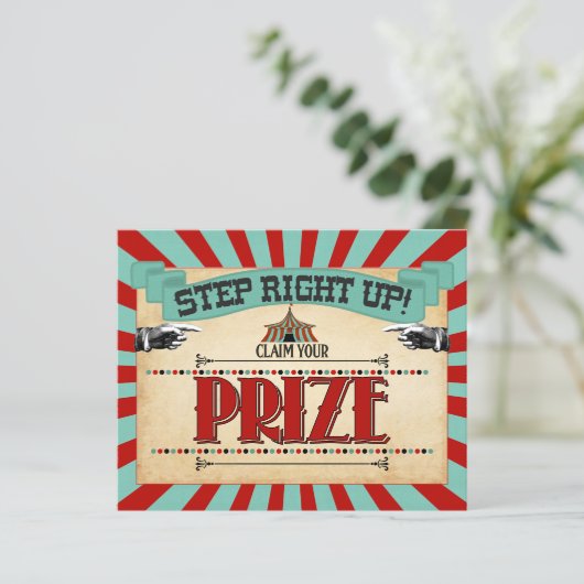 Circus Birthday Party Game Sign Claim Uw prijs (Staand voorkant)
