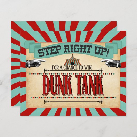 Circus Birthday Party Game Sign Dunk Tank (Voorkant / Achterkant)