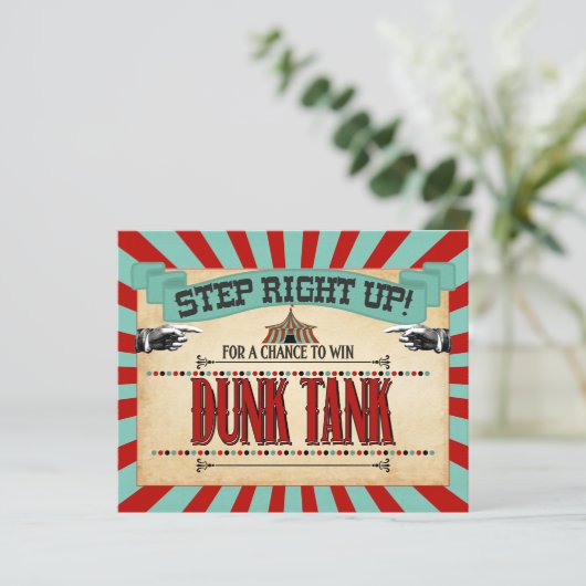 Circus Birthday Party Game Sign Dunk Tank (Staand voorkant)