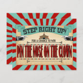 Circus Birthday Party Game Sign Pin de neuskast (Voorkant / Achterkant)