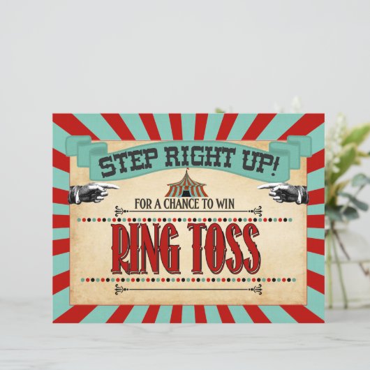 Circus Birthday Party Game Sign Ring Toss (Staand voorkant)