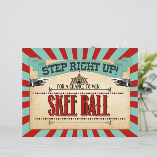 Circus Birthday Party Game Sign Skee Ball (Staand voorkant)