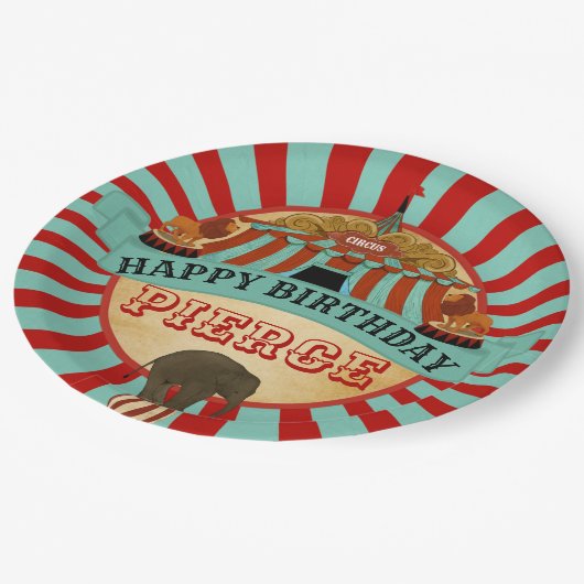 Circus Birthday Party Happy Birthday Bord (Gekanteld)