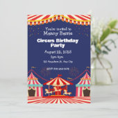 Circus Birthday Party Invitation Feestdagenkaart (Staand voorkant)