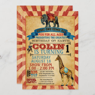  Circus Birthday Party Invitation Kaart