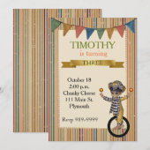 Circus Birthday Party Invitation Kaart (Voorkant / Achterkant)