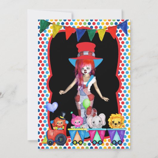 Circus Birthday Party Invitation Kaart (Voorkant)
