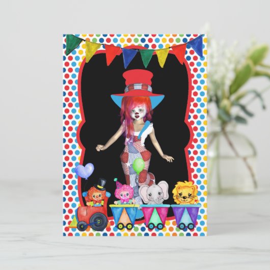 Circus Birthday Party Invitation Kaart (Staand voorkant)