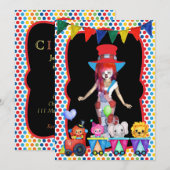 Circus Birthday Party Invitation Kaart (Voorkant / Achterkant)