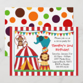 Circus Birthday Party Invitation Kaart (Voorkant / Achterkant)