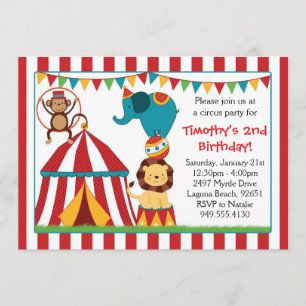 Circus Birthday Party Invitation Kaart