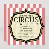 Circus Birthday Party Invitation Kaart (Voorkant / Achterkant)