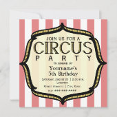 Circus Birthday Party Invitation Kaart (Voorkant)