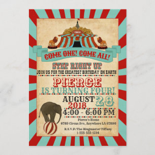  Circus Birthday Party Invitation Kaart