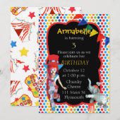 Circus Birthday Party Invitation Kaart (Voorkant / Achterkant)