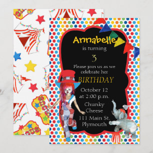 Circus Birthday Party Invitation Kaart