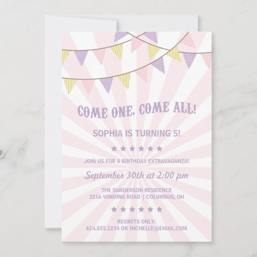 Circus Birthday Party Kaart (Voorkant)