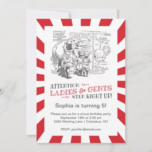  Circus Birthday Party Kaart (Voorkant)