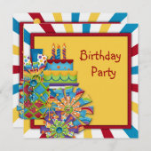 Circus Birthday Party Kaart (Voorkant / Achterkant)