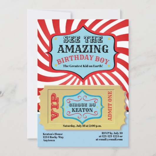  Circus Birthday Party Kaart (Voorkant)