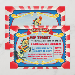 Circus Birthday Party VIP Ticket Kaart