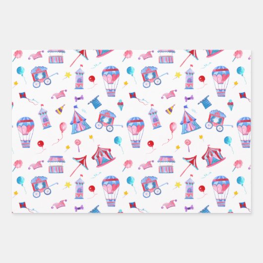  Circus Birthday Trio Naadloos papier Inpakpapier Vel (Voorkant)