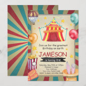 Circus Birthday Uitnodiging (Voorkant / Achterkant)