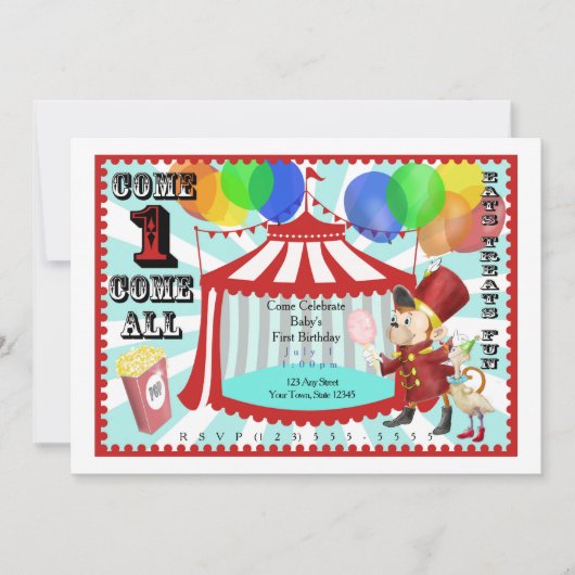 Circus Birthday Uitnodiging (Voorkant)