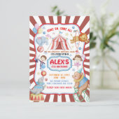 Circus Birthday Uitnodiging (Staand voorkant)