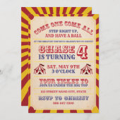 Circus Birthday Uitnodiging (Voorkant / Achterkant)