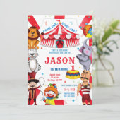 Circus Birthday Uitnodiging (Staand voorkant)