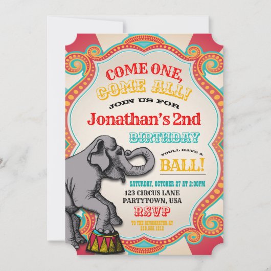 Circus Birthday Uitnodiging (Voorkant)