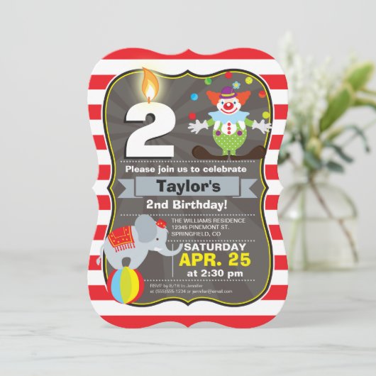 Circus Birthday Uitnodiging (Staand voorkant)