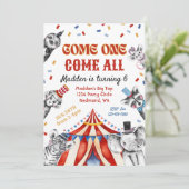 Circus Birthday Uitnodiging | Carnaval-uitnodiging (Staand voorkant)