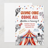 Circus Birthday Uitnodiging | Carnaval-uitnodiging (Voorkant / Achterkant)