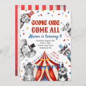 Circus Birthday Uitnodiging | Carnaval-uitnodiging (Voorkant / Achterkant)