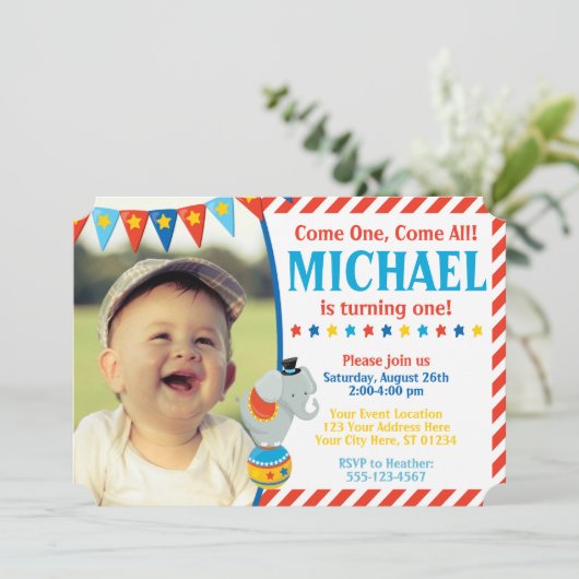 Circus Birthday Uitnodiging | Carnival Thema (Staand voorkant)