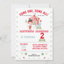 Circus Birthday-uitnodiging, kom er eentje, kom al