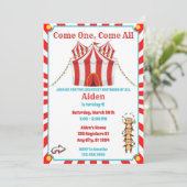 Circus Birthday uitnodiging voor jongens (Staand voorkant)