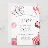 Circus Birthday uitnodiging voor meisje (Voorkant)