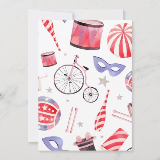 Circus Birthday uitnodiging voor meisje (Achterkant)