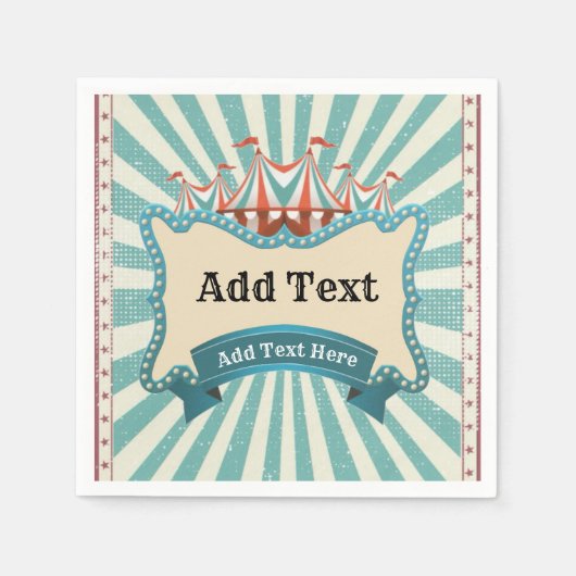 Circus Blauwgroen Red Tent  Birthday Party Napki Servet (Voorkant)